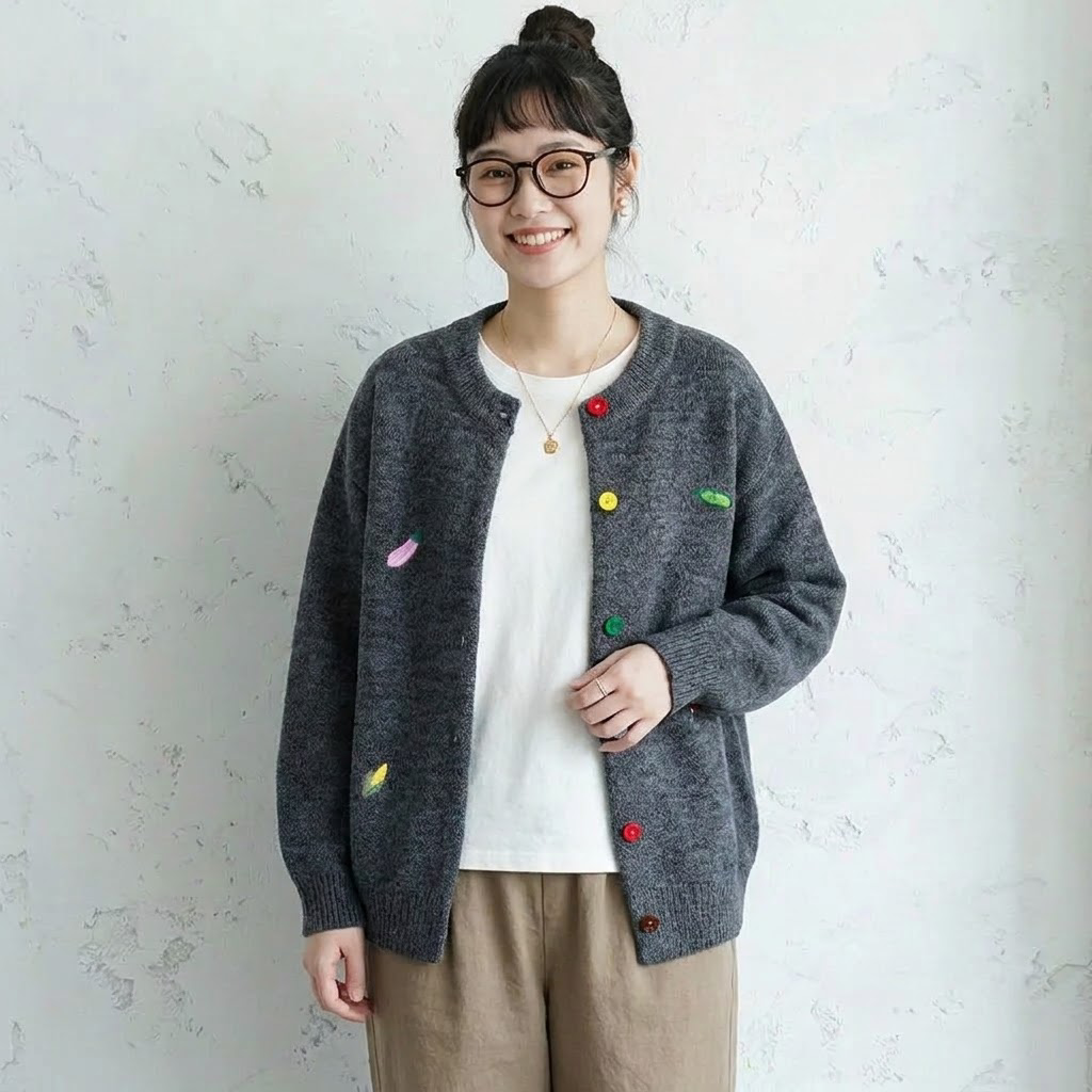 買わなきゃ損M-3XL 刺繍 植物 ボタン 長袖 カジュアル カーディガン M ベージュ