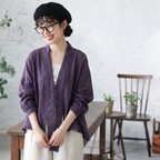 【ナチュラル】M-2XL 季節の変わり目 ボタン 上品見え 耐久性 秋色 無地 シャツ M パープル