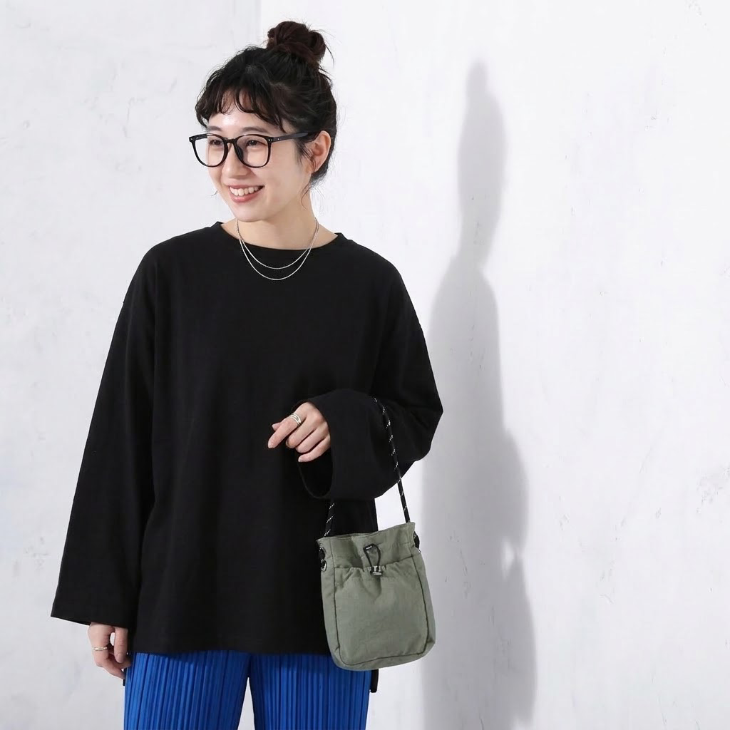 ML 新登場 ボーダー/無地 ラウンドネック 長袖 Tシャツ L ブラック