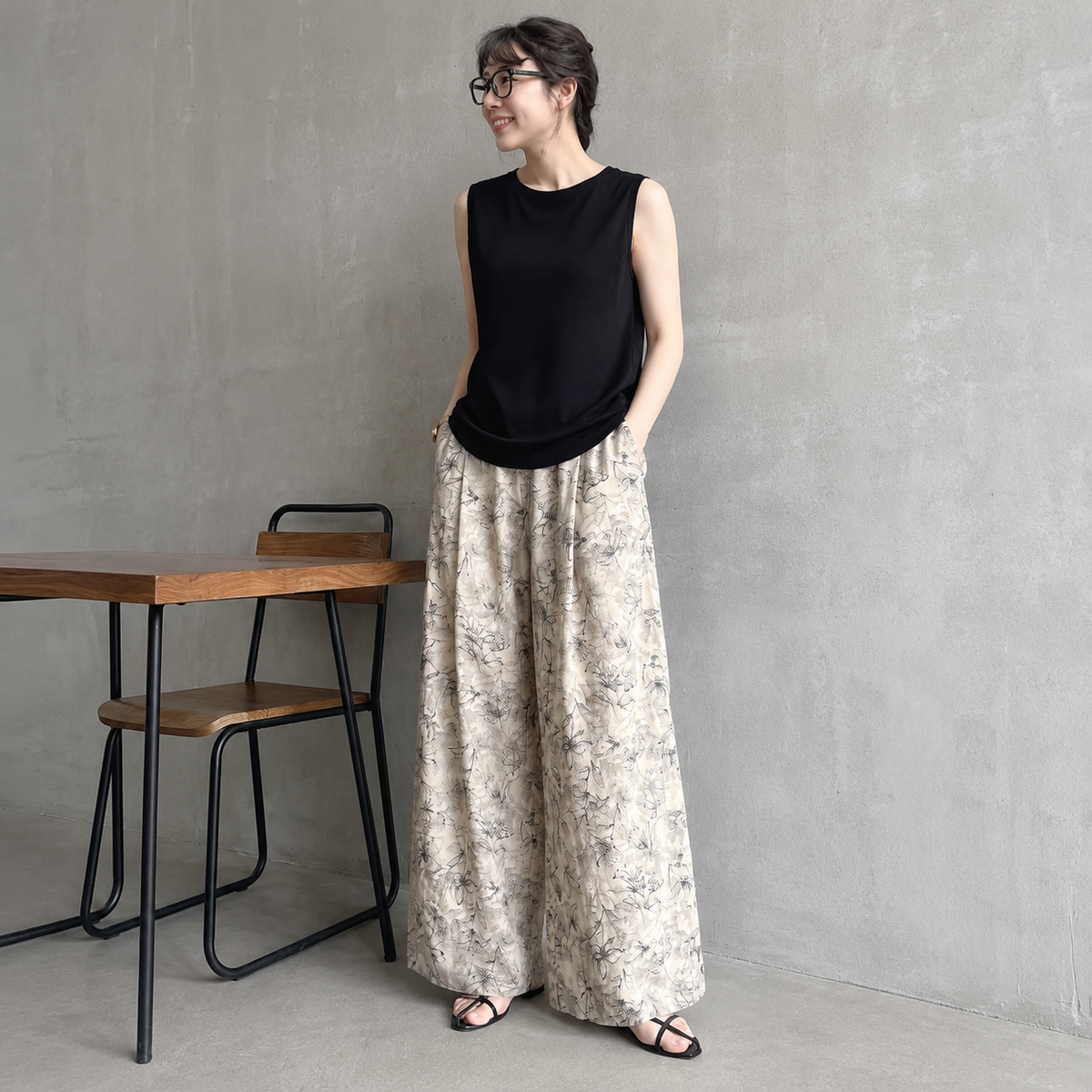 S-2XL コットン ハイウエスト プリント ファッション カジュアルパンツ 2XL 写真通り