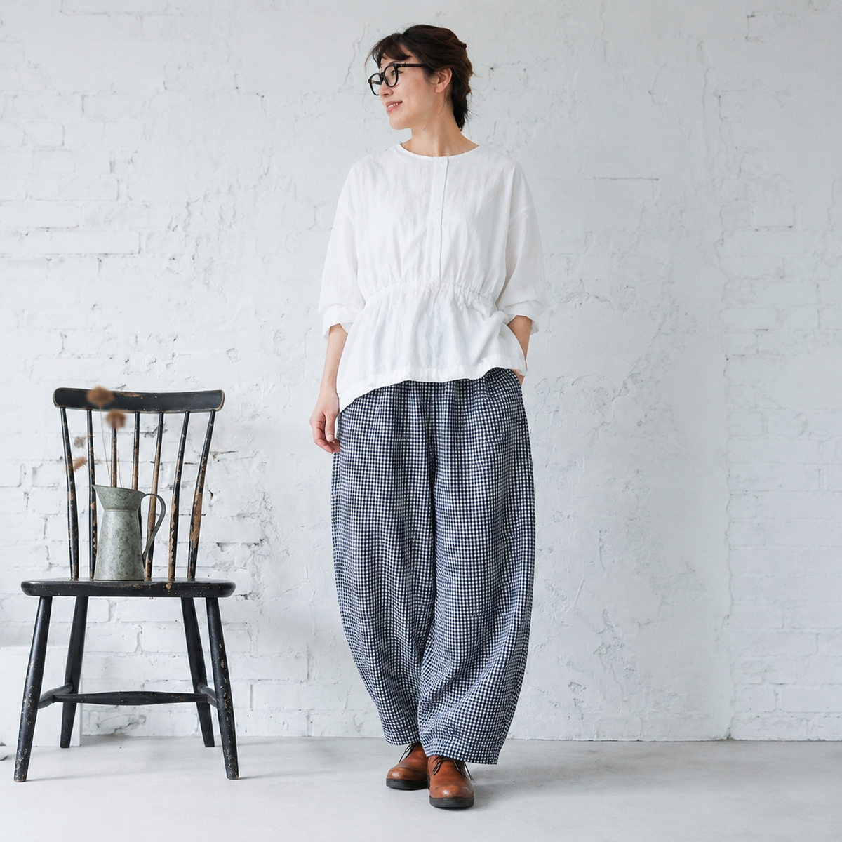 M-2XL チェック柄 通気性良い カジュアル アンクル丈（9分丈）パンツ 2XL ブルー
