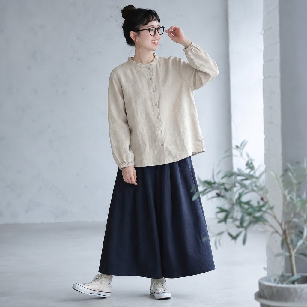 M-3XL 大人のナチュラル ゆったり 体型カバー きれいめ シャツ M ナチュラル