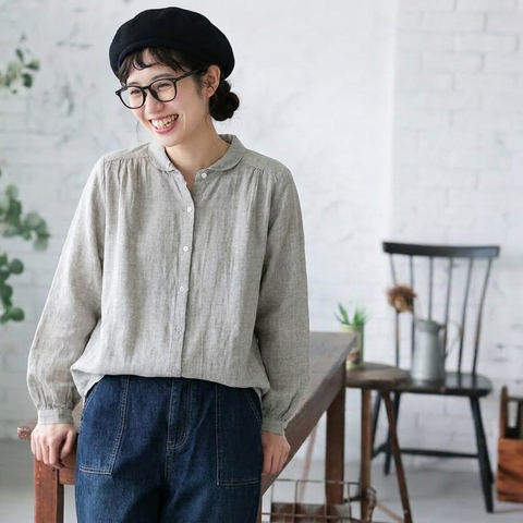 M-2XL ストレート 季節の変わり目 長く着られる 長袖 シャツ 2XL グレー