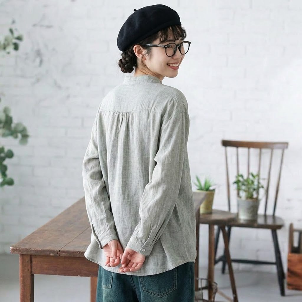 M-2XL ストレート 季節の変わり目 長く着られる 長袖 シャツ M グレー