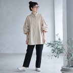 M-L 甘すぎない ふんわり袖の大人シャツ M ホワイト