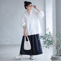 M-L 甘すぎない ふんわり袖の大人シャツ L ホワイト