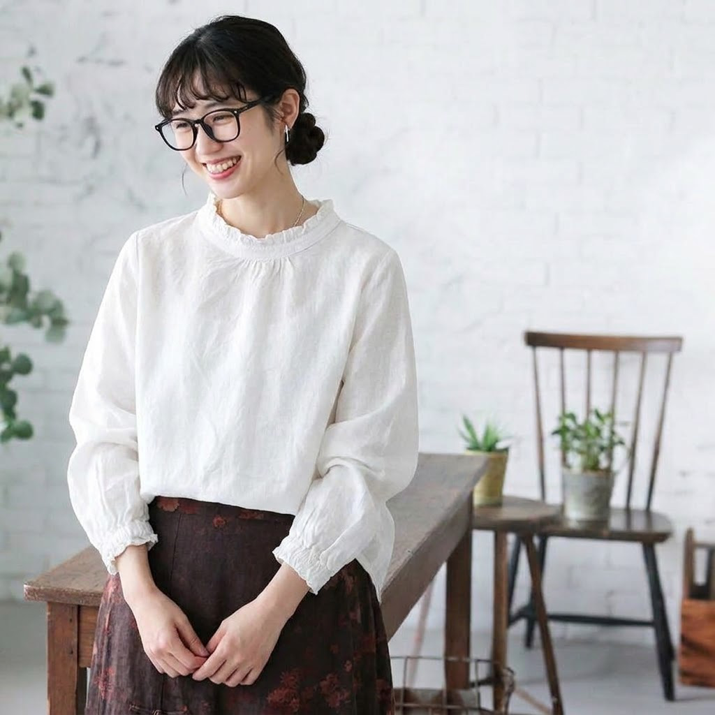 S-2XL No.1 人気商品 美人度アップ 長袖  無地 レトロ シャツ S レッド