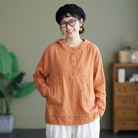M-2XL 人気を独占中♡ 無地 長袖 フード付き ナチュラル Tシャツ M ホワイト