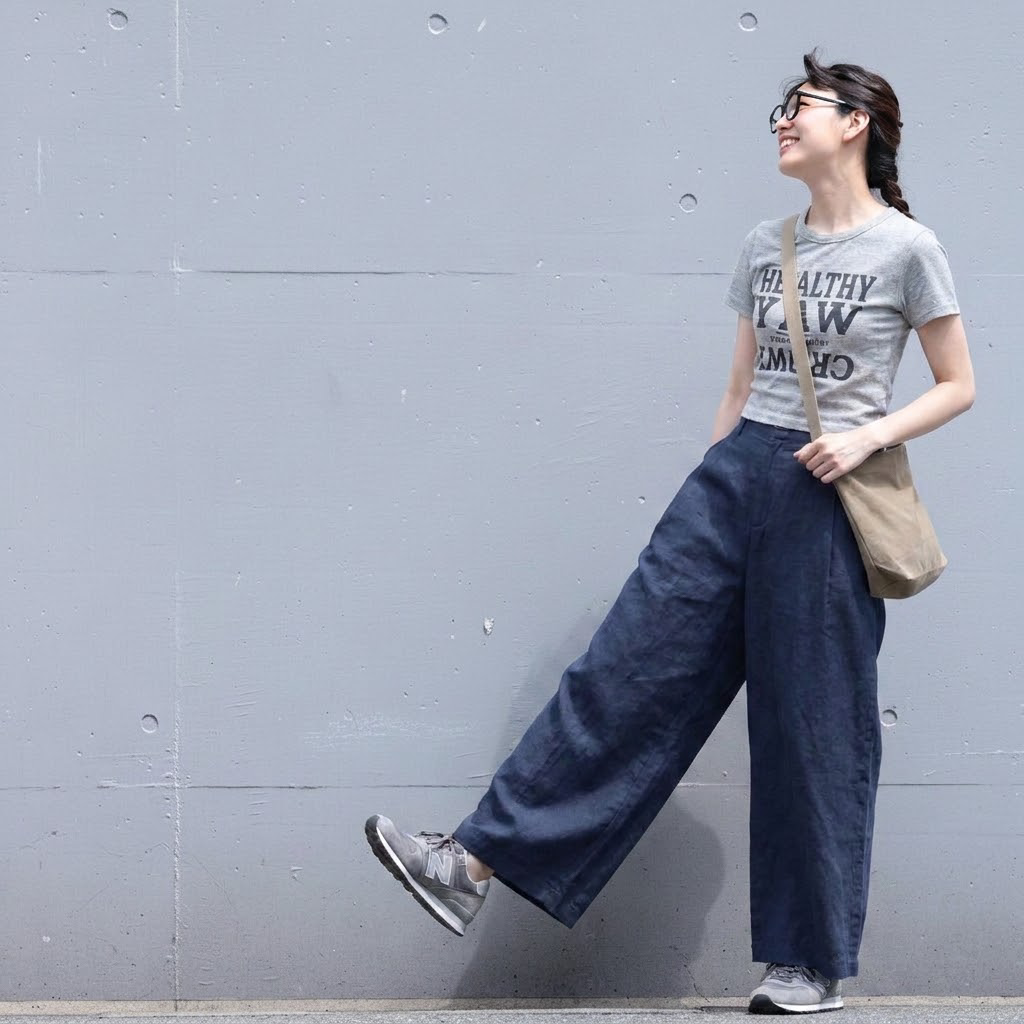 S-2XL  無地 ポケット付き ビックシルエット 上品見え 耐久性 ガウチョパンツ 2XL ネイビー
