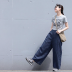 S-2XL  無地 ポケット付き ビックシルエット 上品見え 耐久性 ガウチョパンツ 2XL ネイビー