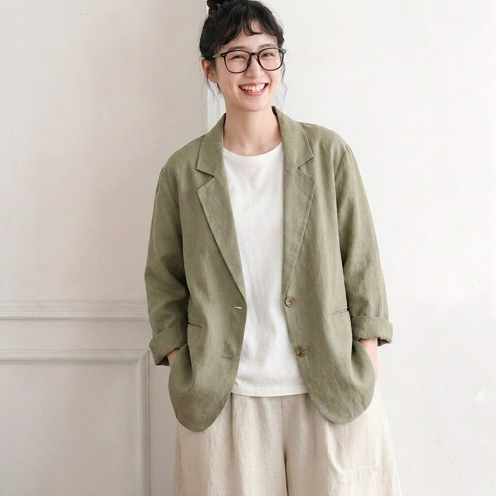M-2XL レトロ ゆったり きれいめ シンプル 風合い豊か ジャケット M グリーン