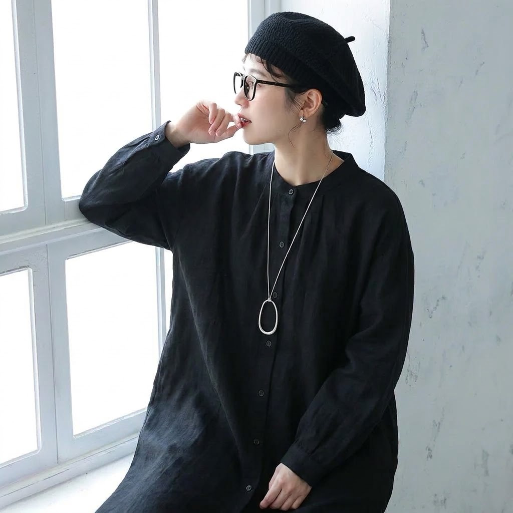 【コットン】M-2XL 女性に大人気 長袖 ボタン 無地 森ガール シャツ M 写真通り