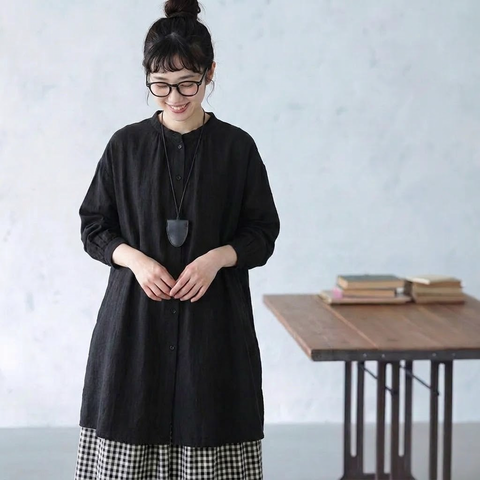 【コットン】M-2XL 女性に大人気 長袖 ボタン 無地 森ガール シャツ M 写真通り