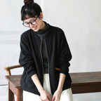 L-XL レトロ ラウンドネック ゆったり ポケット付き カジュアル 長袖 ジャケット L イエロー