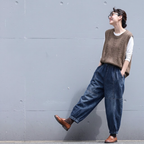 M-3XL ウエストゴム カジュアル テーパード 落ち着いたカラー デニムパンツ M ブルー