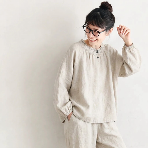 M-2XL ナチュラル ゆったり 体型カバー きれいめ シャツ M アイボリー