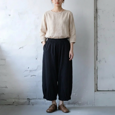 M-2XL ベルト付き ポケット付き ビックシルエット アンクル丈（9分丈） 無地 シンプル ガウチョパンツ M ライトベージュ