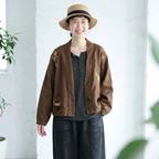 M-3XL 綿麻 柔らかい肌触り 刺繍 ボタン レトロ カーディガン M ナチュラル