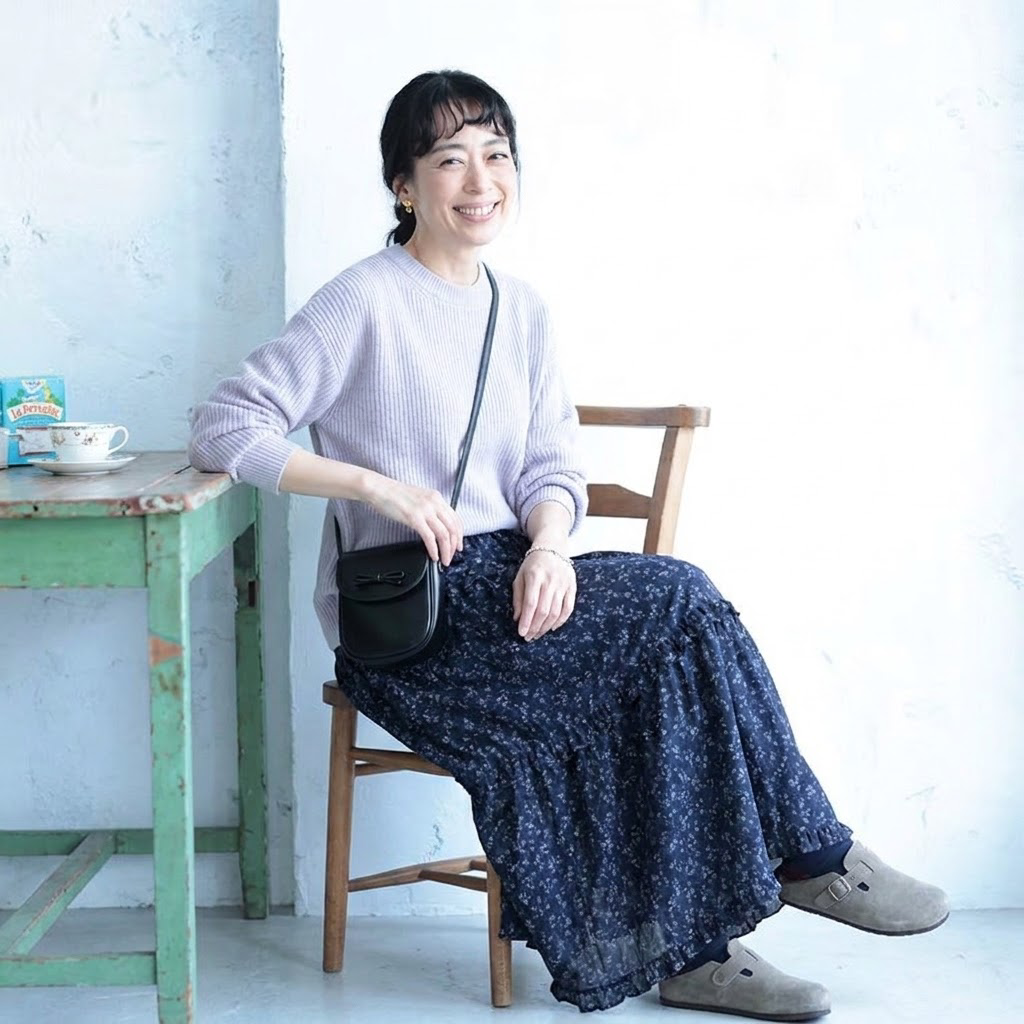 S-XL 上品見え Aライン 切り替え プリント 花柄 カジュアル スカート S 写真通り