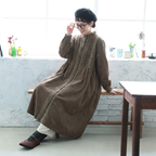M-2XL きれいめ コーデュロイ フリルデザイン ミディ丈 厚み感 ワンピース M 写真通り