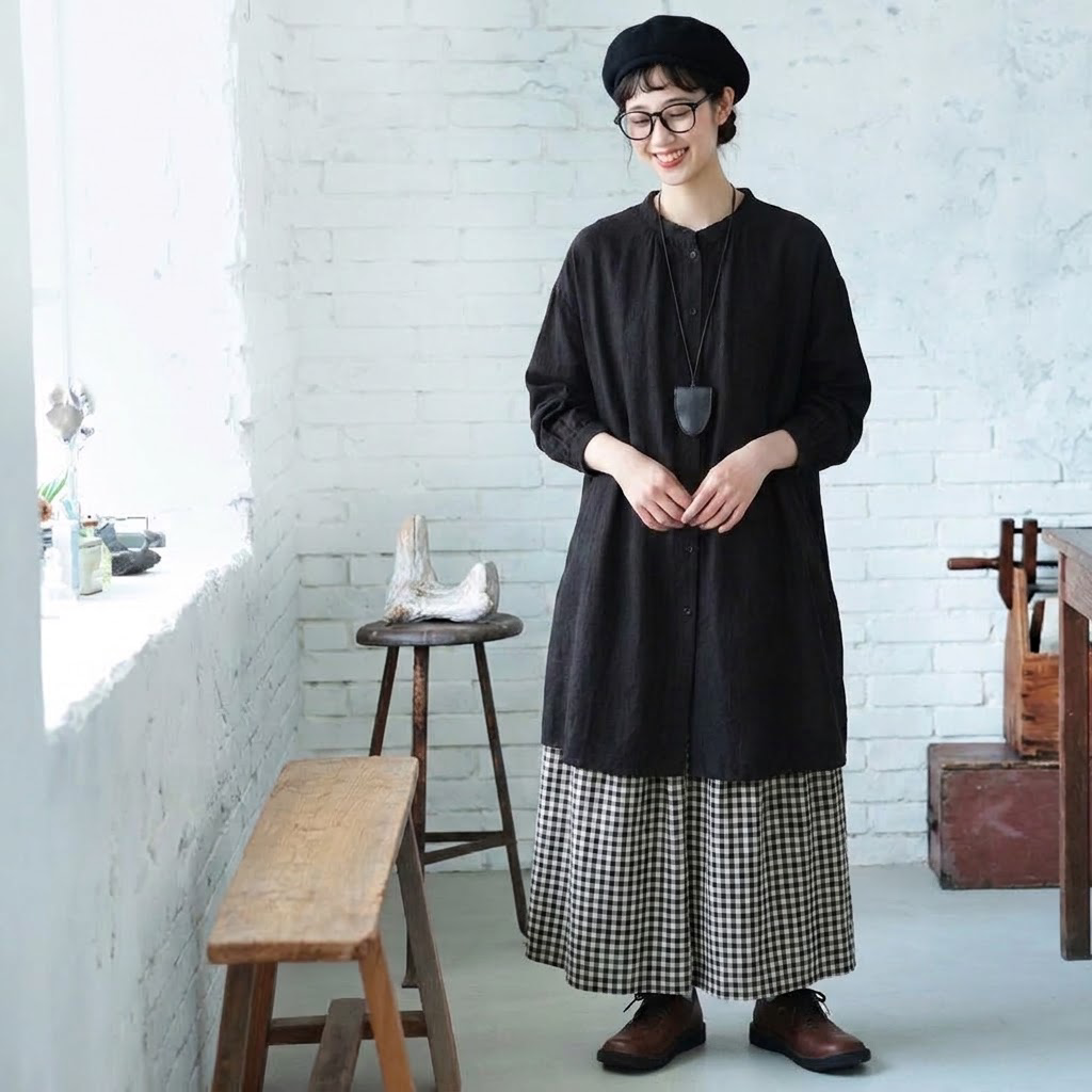 【コットン】M-2XL 女性に大人気 長袖 ボタン 無地 森ガール シャツ M 写真通り