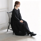 フリーサイズ レトロ ゆったり ロング丈 着回し カジュアルワンピース フリー ブラック