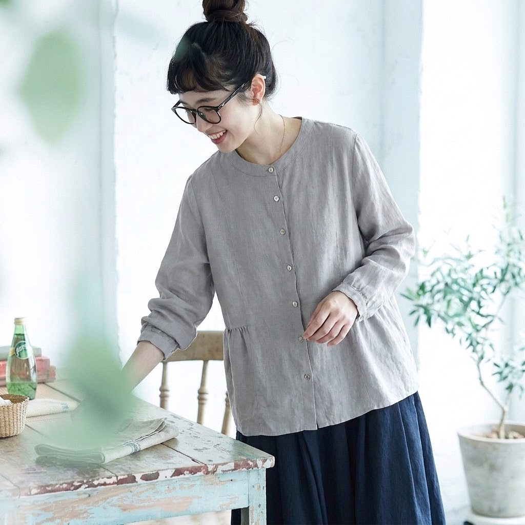 L-2XL 着回し 軽やか きれいめ 長袖 シャツ 2XL グレー