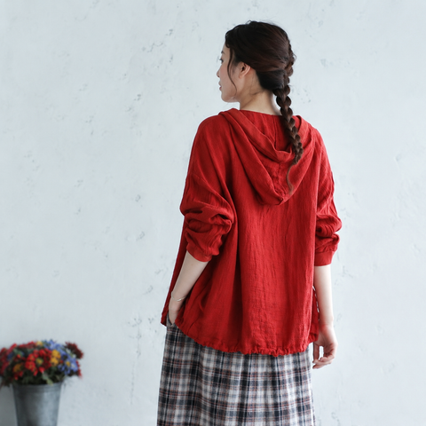 M-2XL リネン 通気性良い UVカット カジュアル フード付き カーディガン M ネイビー