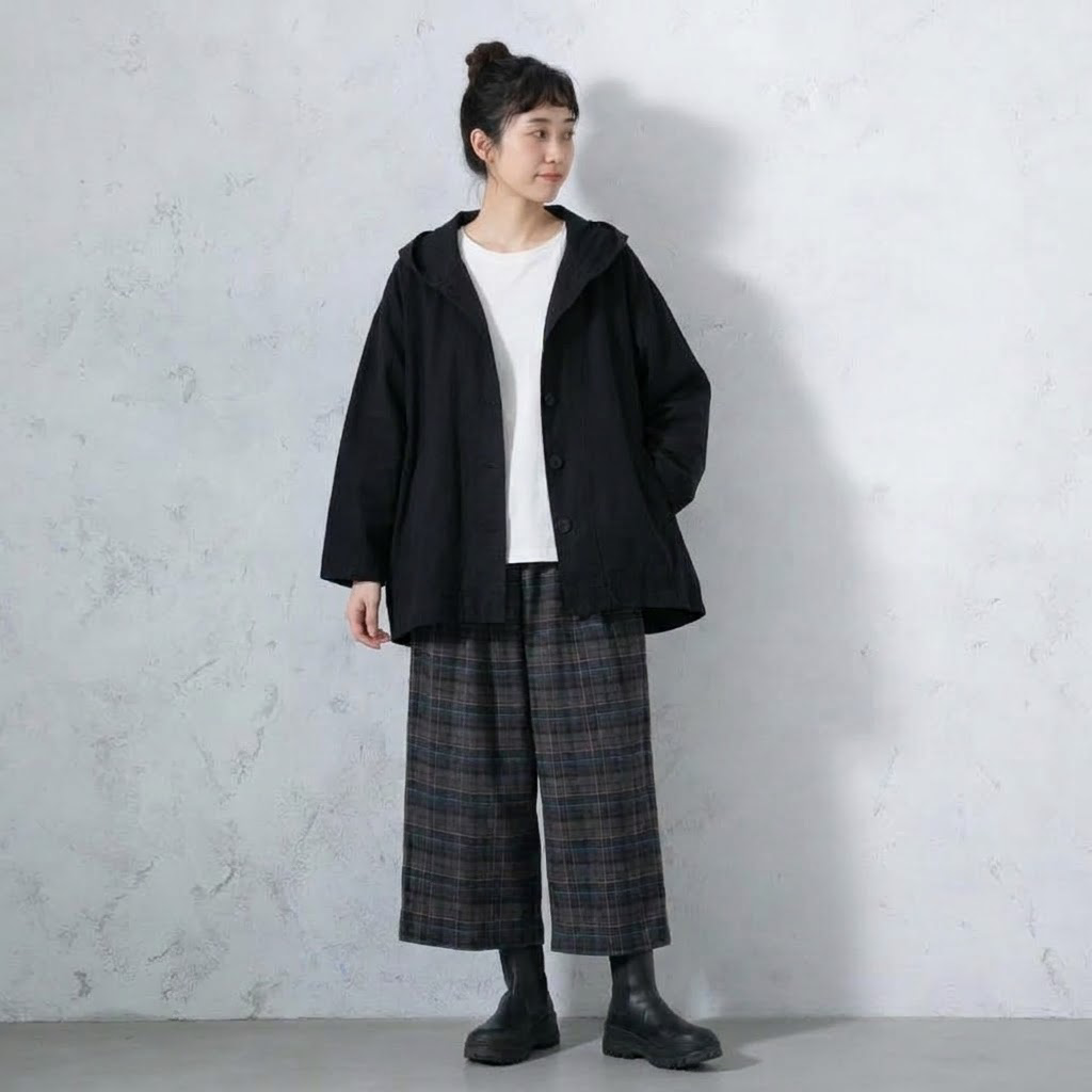 M-2XL コットン 無地 切り替え 落ち肩スリーブ 長袖 レトロ ジャケット M カーキ