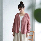 M-2XL 大人のナチュラル 長く着られる ゆったり きれいめ カーディガン M ピンク