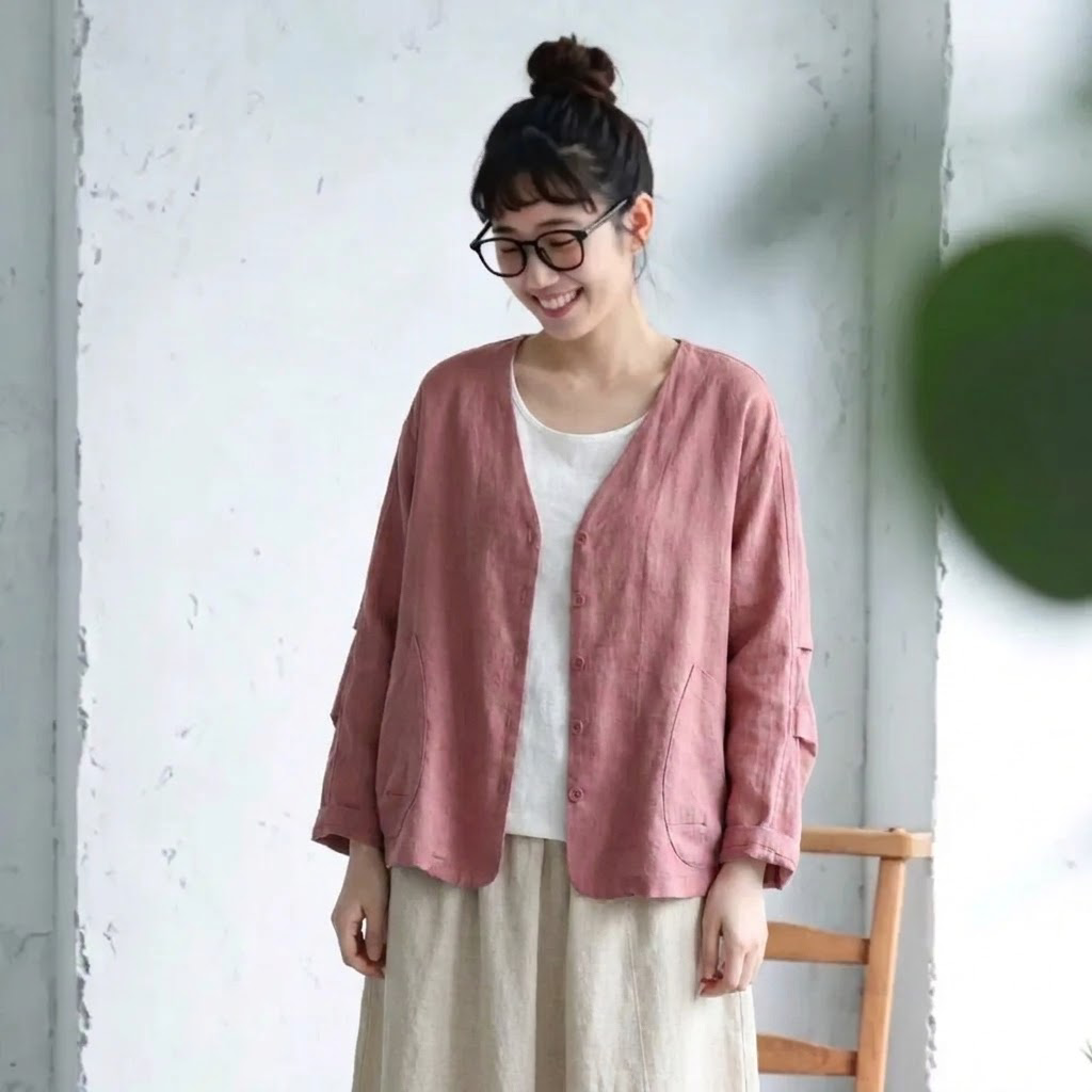 M-2XL 大人のナチュラル 長く着られる ゆったり きれいめ カーディガン M ピンク