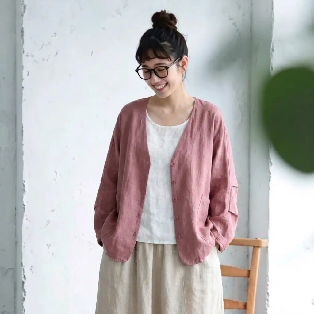 M-2XL 大人のナチュラル 長く着られる ゆったり きれいめ カーディガン 2XL ピンク