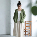 M-2XL 大人のナチュラル 長く着られる ゆったり きれいめ カーディガン 2XL グリーン