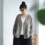 M-2XL 大人のナチュラル 長く着られる ゆったり きれいめ カーディガン 2XL グレー