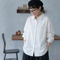 M-2XL 折り襟 ポケット付き オーバーシルエット 長袖シャツ 2XL ホワイト