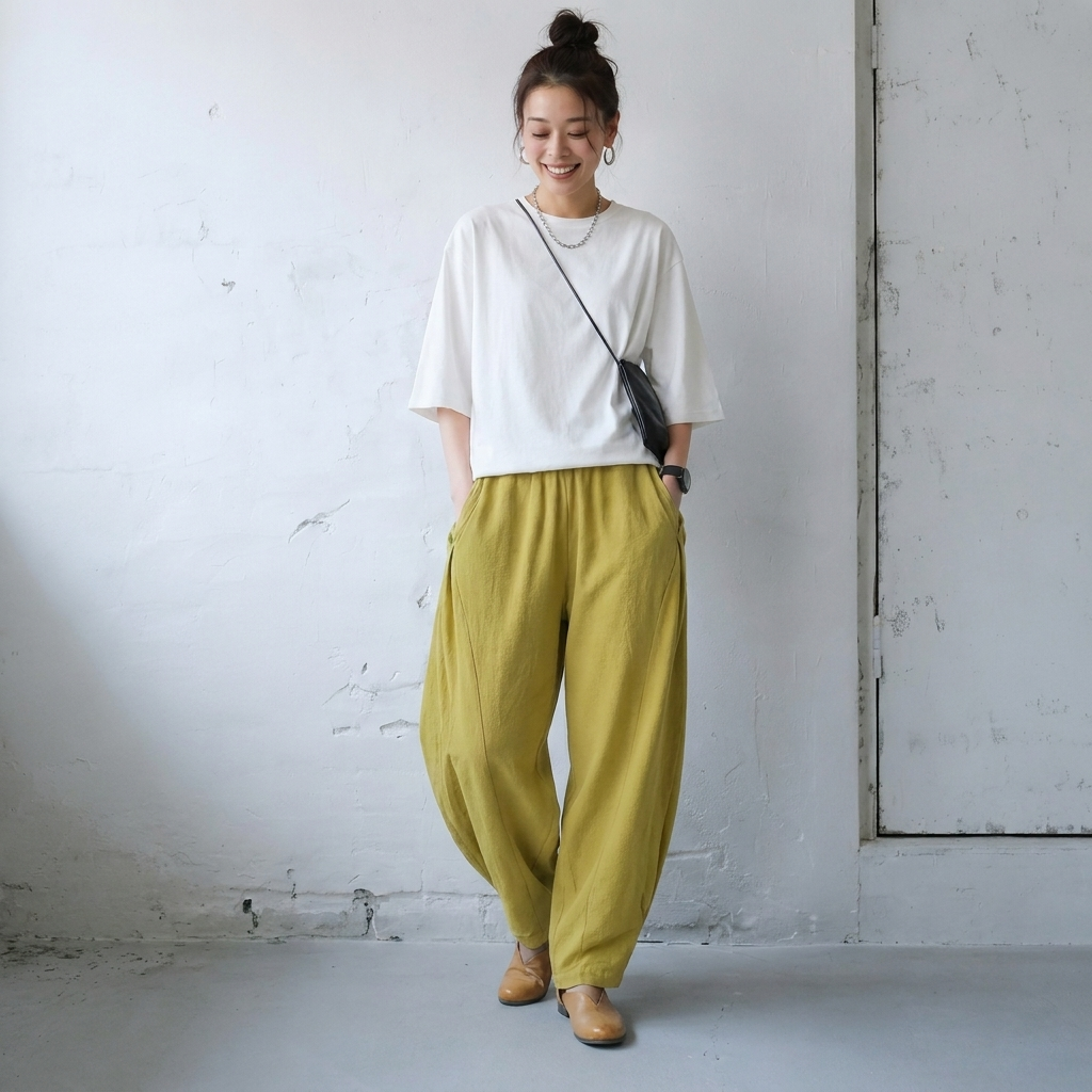 M-4XL 綿麻 ポケット付き アンクル丈（9分丈） カジュアルパンツ M ホワイト