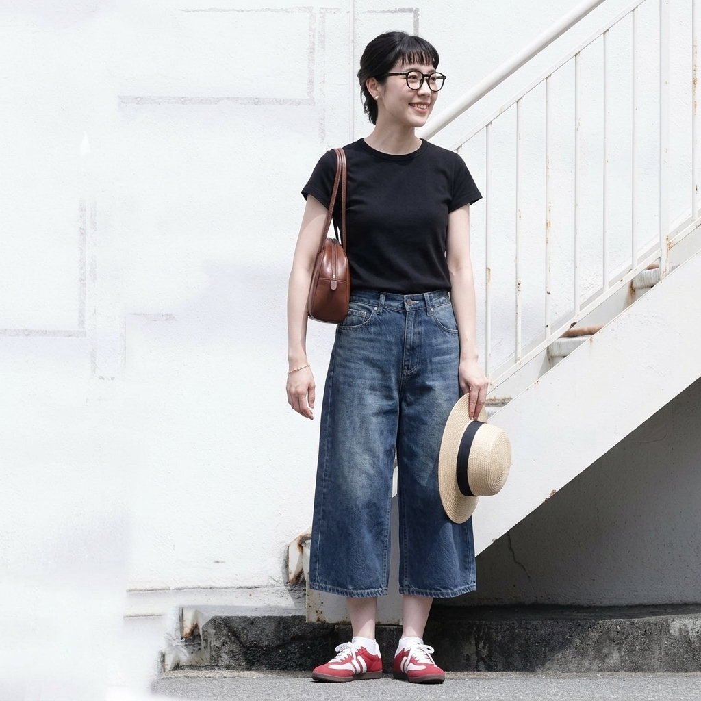 S-4XL オススメ クロップド丈（7分丈） 無地 ストレッチ デニム カジュアル パンツ S ブルー