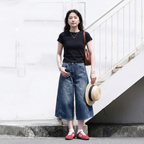 S-4XL オススメ クロップド丈（7分丈） 無地 ストレッチ デニム カジュアル パンツ S ブルー