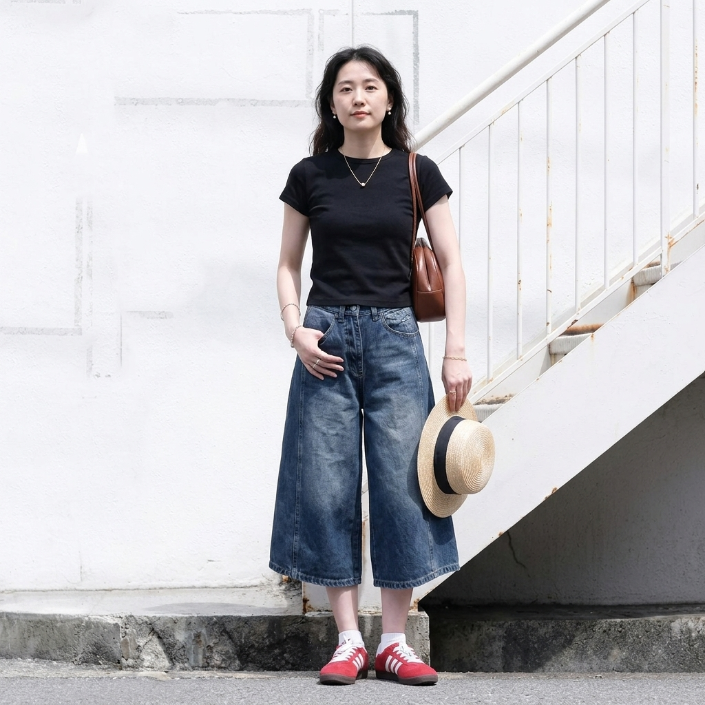 S-4XL オススメ クロップド丈（7分丈） 無地 ストレッチ デニム カジュアル パンツ S ブルー
