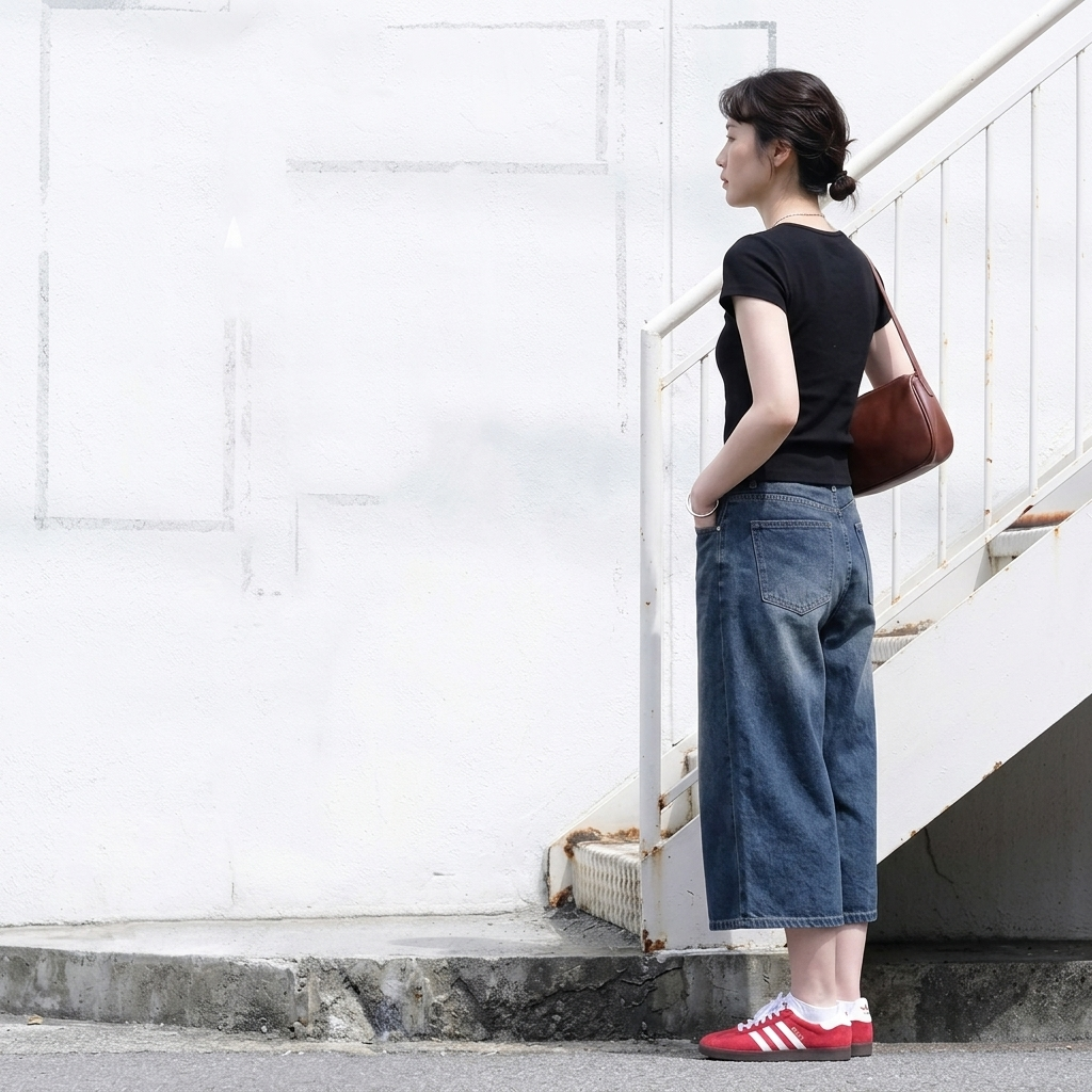 S-4XL オススメ クロップド丈（7分丈） 無地 ストレッチ デニム カジュアル パンツ S ブルー