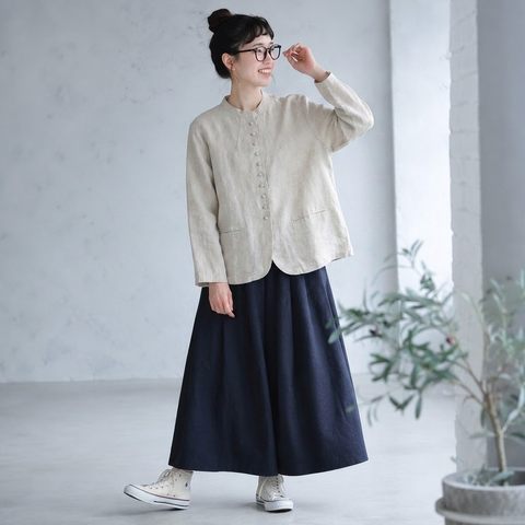 大人のお洒落をキャッチ!M-2XL スタンドネック 無地 ボタン 長袖 スーツジャケット 2XL リネンカラー