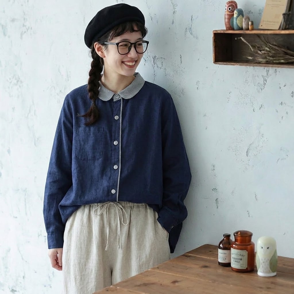 SML きれいめ 肌寒い日向け 体型カバー ロングスリーブ シャツ S ホワイト