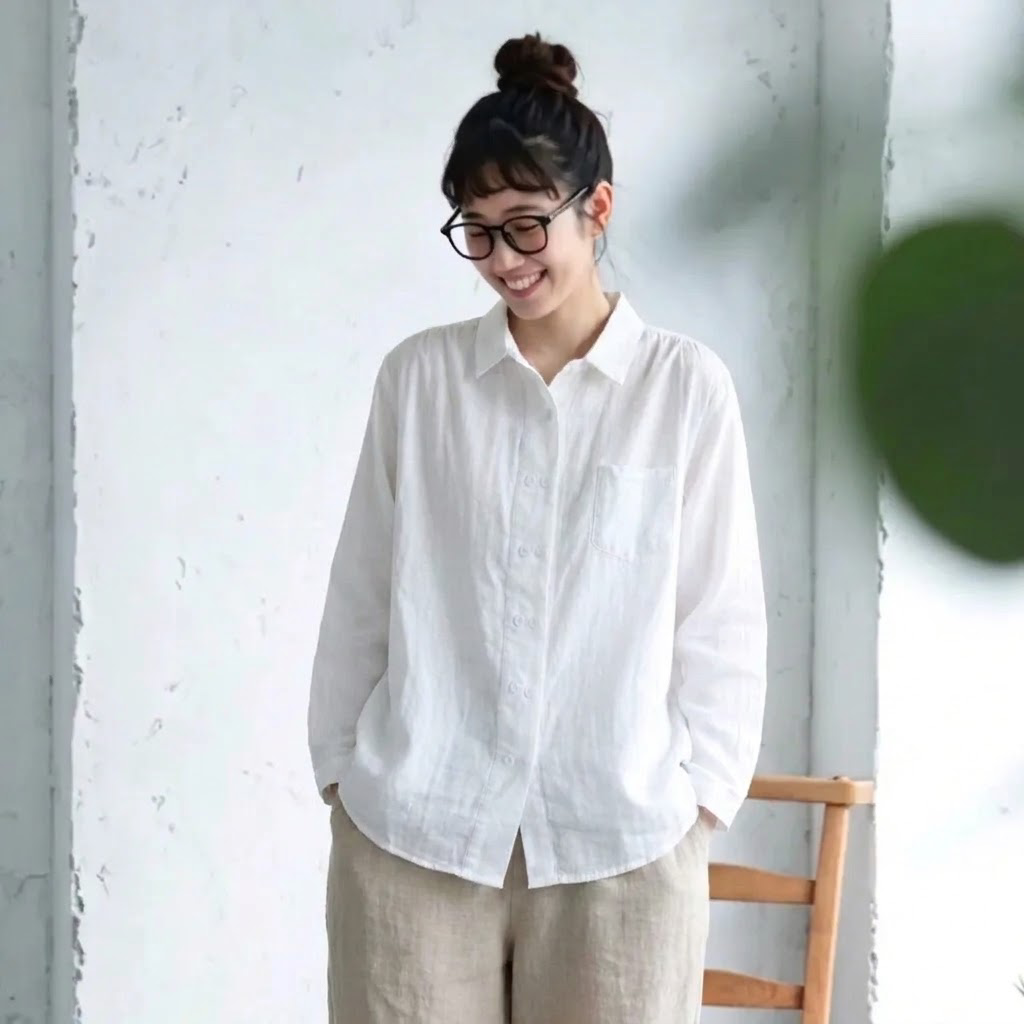 M-3XL ダブルブレス ノーマルスリーブ 無地 シンプル シャツ 3XL ホワイト