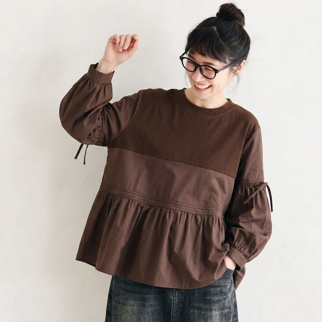 M-2XL 秋風とランタンスリーブプルオーバー M グレー