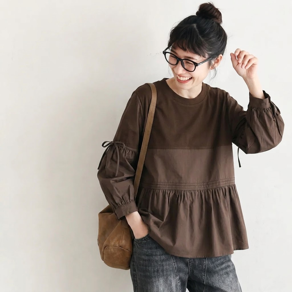 M-2XL 秋風とランタンスリーブプルオーバー M グレー