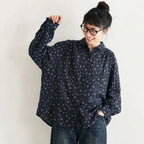 F ダブルガーゼ いつもの服に 花を咲かせるブラウス フリー ダークグレー