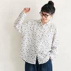 F ダブルガーゼ いつもの服に 花を咲かせるブラウス フリー ホワイト