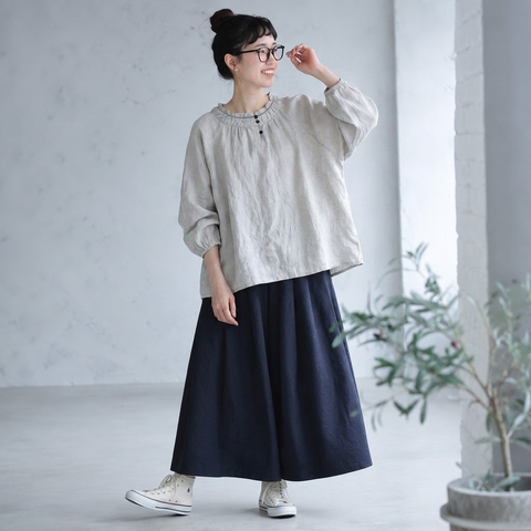 M-2XL ナチュラル ゆったり 体型カバー きれいめ シャツ 2XL アイボリー