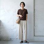 M-2XL 綿麻 ポケット付き 肌触り柔らかい  9分丈 ガウチョパンツ M ピンク