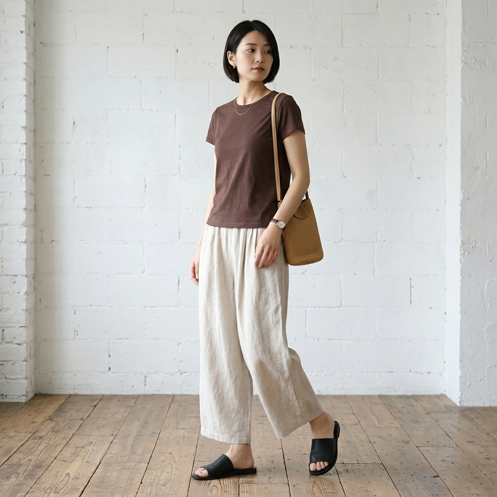 M-2XL 綿麻 ポケット付き 肌触り柔らかい  9分丈 ガウチョパンツ M ピンク